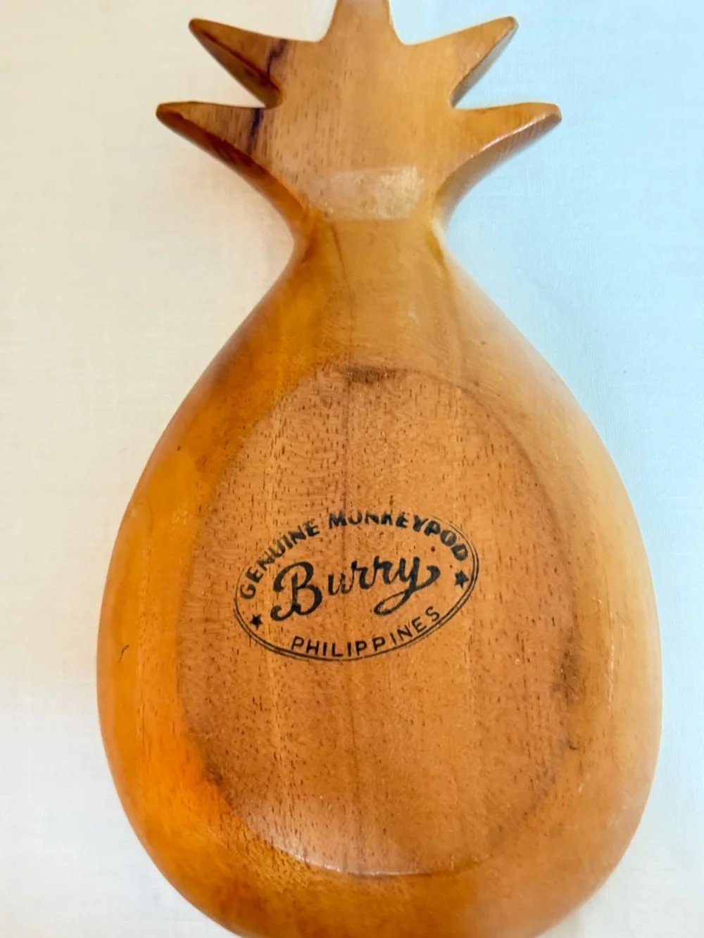 Vintage‎ Hand-Carved Pineapple Wood Serving Bowl - Natural Brown